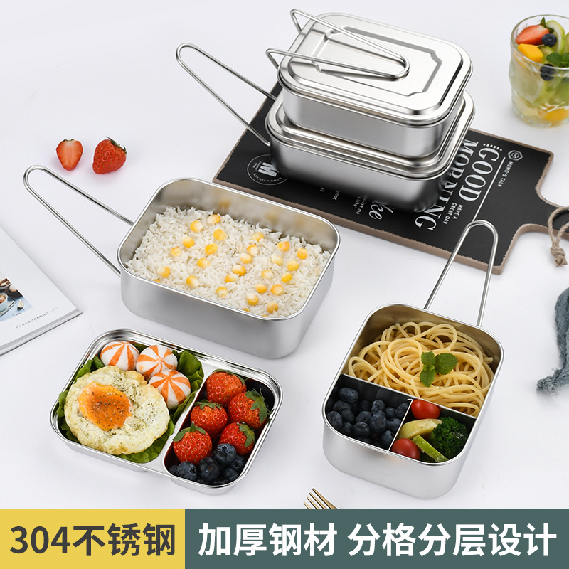Double-layer rectangular lunch box stainless steel