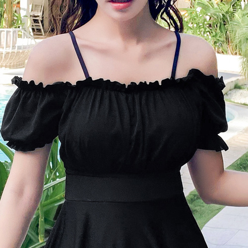 Women's swimsuit one-piece slimming body-covering boxer skirt swimsuit small breast push-up hot spring resort swimsuit manufacturer wholesale