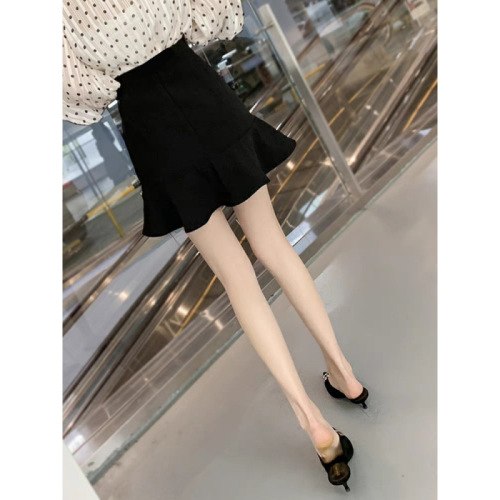 High-Waisted Ruffled Skirt 2025 Spring/Summer Short Skirt, Summer Slimming Fishtail Design, Black Fishtail Dress for Women