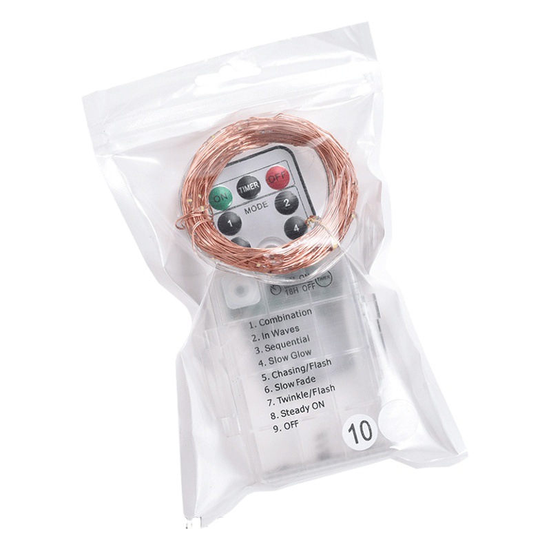 Luces de cadena de control remoto 8 funciones 3AA caja de batería de control remoto cable de cobre luces de cadena de camping luces decorativas de Navidad luces de colores luces de cadena led