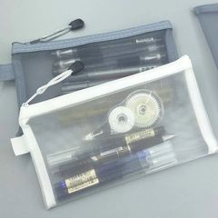 網糸筆袋学生透明試験袋大容量文房具袋ファスナー鉛筆袋受験票袋印字可能