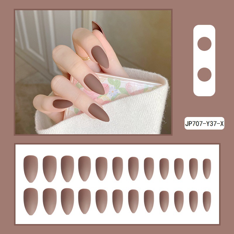 Uñas de uñas de color sólido, uñas largas puntiagudas, uñas de uñas mate mate, parches de uñas falsas, productos terminados al por mayor image 38