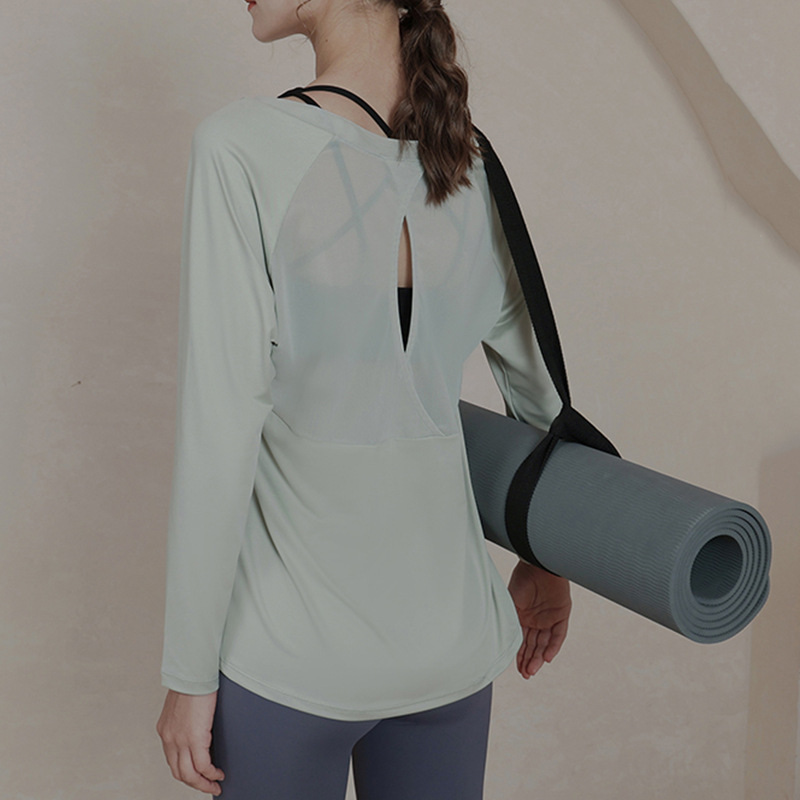 Loose Large Size Fitness Clothing Cover-up Breathable Sports Top Women's Long-sleeved Yoga Clothing Autumn Quick-drying Running Clothing Style