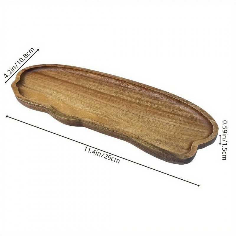 Japanese wooden rectangular dinner plate from natural wood, tea cup, (Physicals)