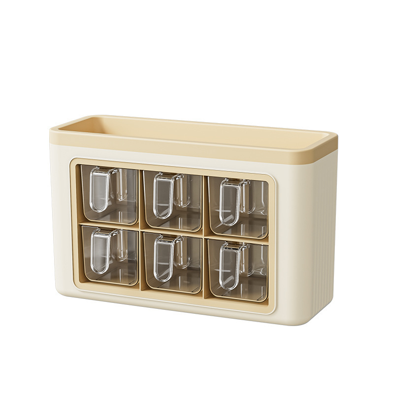Caja de condimentos colgante en la pared juego combinado doméstico cocina sin perforación, condimento de sal y pimienta, lata de condimento de plástico multifuncional