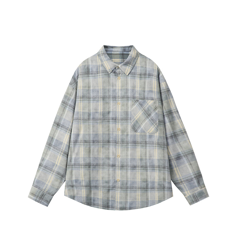 Retro autumn fashionable trend plaid shirt