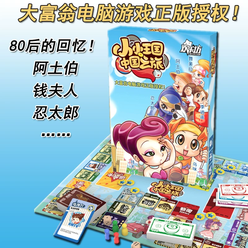 "Journey to China", monopoly, laptop, board game