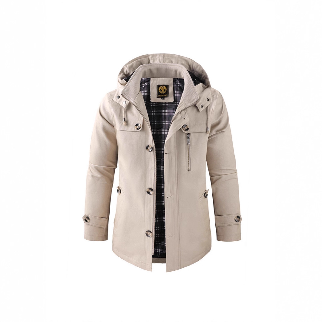 2025春秋中长款男士风衣立领潮流纯棉休闲水洗工装外贸跨境外套款