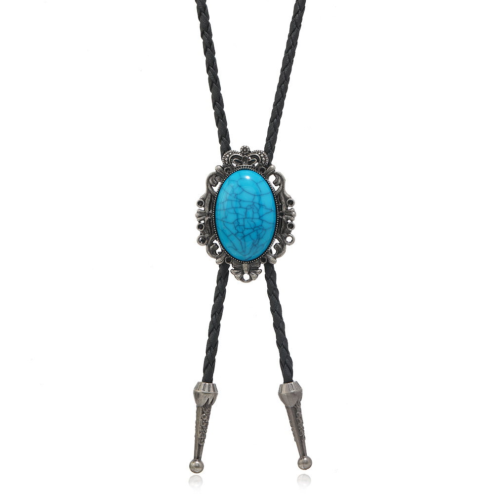 1 Piece Quantity Retro Geometric Pu Leather Alloy Turquoise Unisex Bolo Tie Necklaces