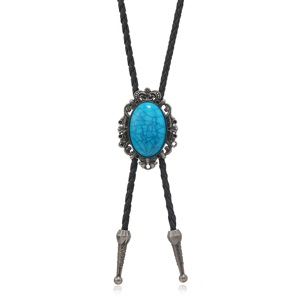 Retro Geometric Pu Leather Alloy Turquoise Unisex Bolo Tie Necklaces display picture 3