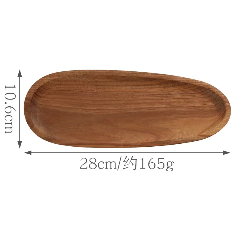 bandeja de madera de árbol de ebano, bandeja de almacenamiento de aire, plato de comedor oval japonés, pastel, pan, café, té, plato de madera sólida image 35