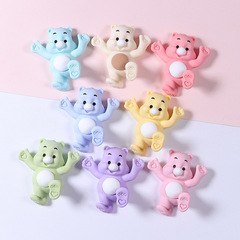 翹腳小熊公仔鑰匙扣冰箱貼配件奶油膠手機殼裝飾樹脂飾品配件批發