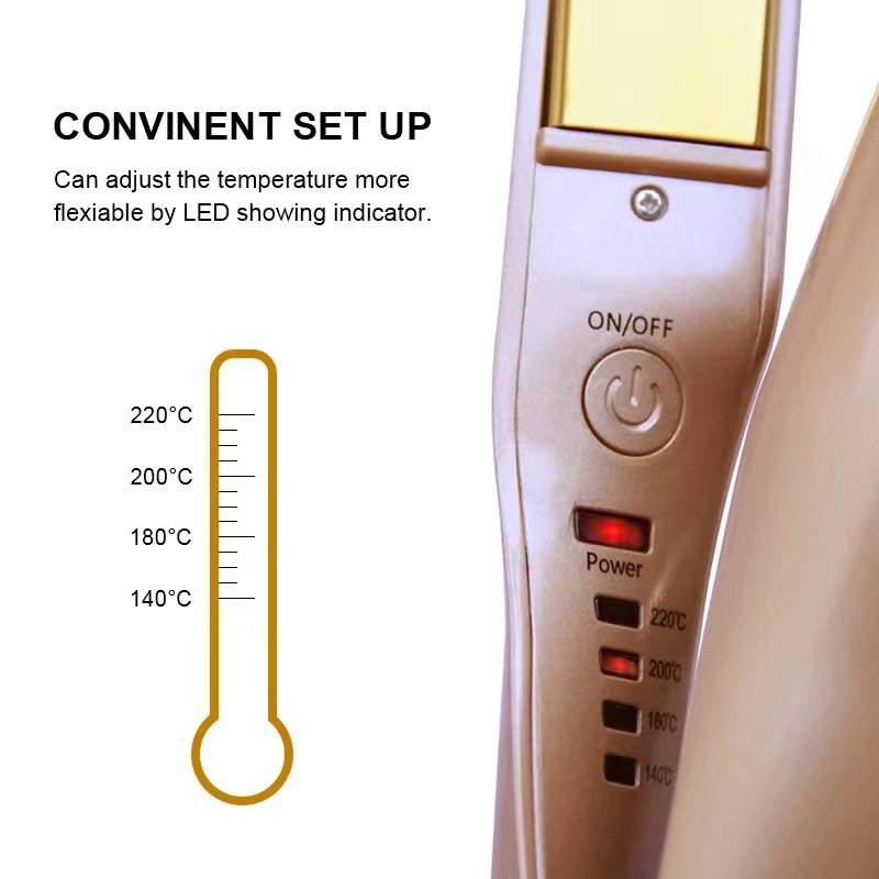 oro funzionale Multi arricciacapelli e liscianti design a doppio scopo clip rotante controllo della temperatura a cinque velocità_voghion.com