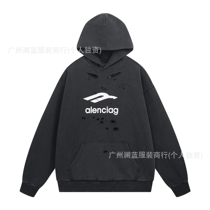 跨境 B家天花板系列25年秋冬新款LOGO刺绣印花巴黎长袖连帽衫卫衣|undefined
