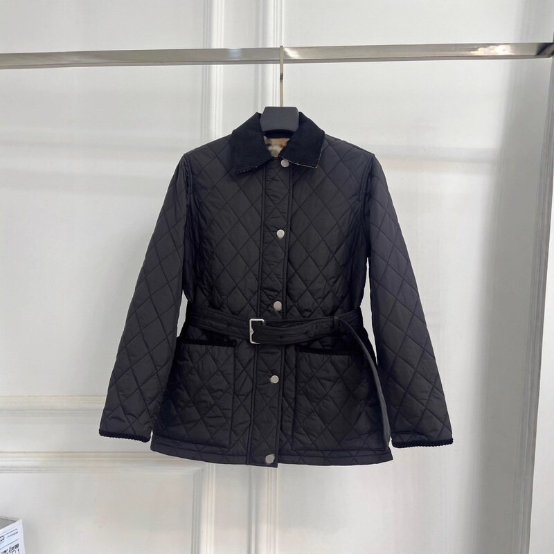 2025 New Women's Plaid Lined Mid-Length Belted High-End Spring, Autumn, Winter Quilted Cotton Coat