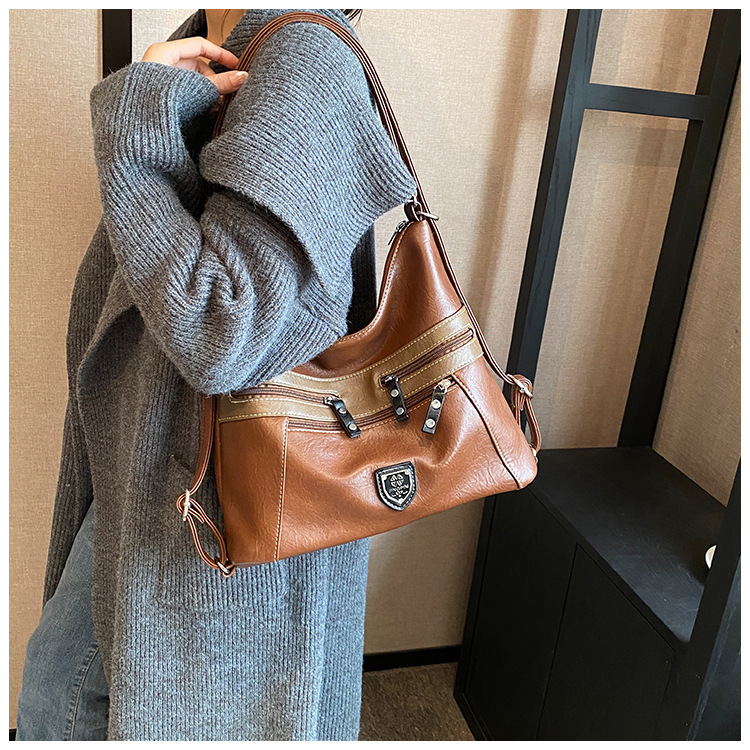 Femeii geantă de mână de umăr dublu Crossbody geantă de mână de mare capacitate geantă de mână retro cu un umăr la subraț_voghion.com