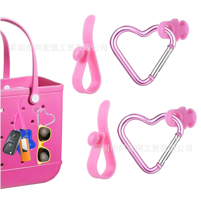 Bogg Hole Bag Accessories Cross-Border Small Round Head Heart-Shaped Carabiner Set Beach Hole Bag Storage Accessories