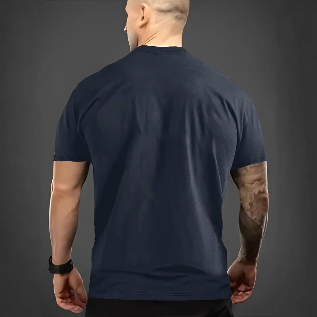 Venta caliente transfronteriza europea y americana, eslogan divertido, estampado en 3D, camiseta de cuello redondo de manga corta suelta de verano para hombres