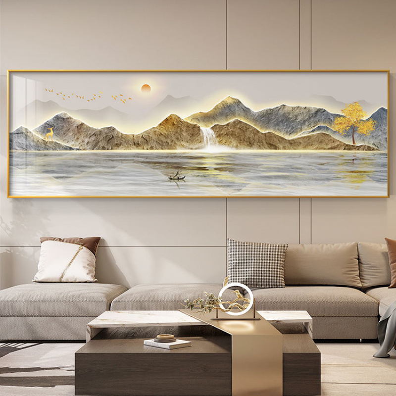 沙发办公室中式图新装饰画背景墙壁画客厅书房山水画千里挂画江山|undefined