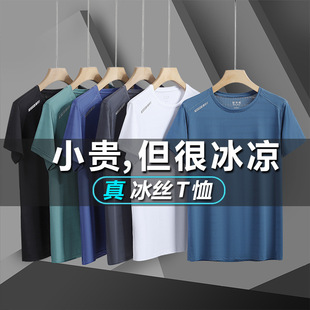 Summer New Couple Ice Silk Men's Sports Running Fitness Breathable Casual Short-sleeved Outdoor Printing Quick-drying T-shirt