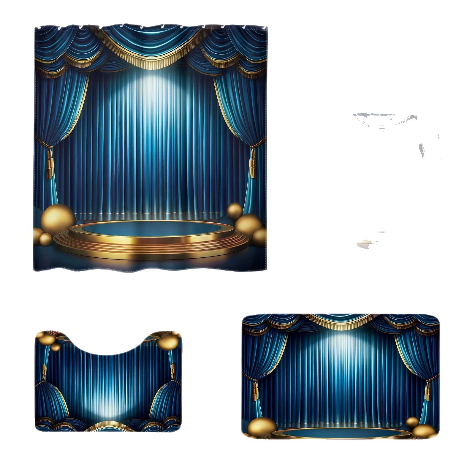 Blue set, plastic waterproof non-slip curtain, 4 pieces