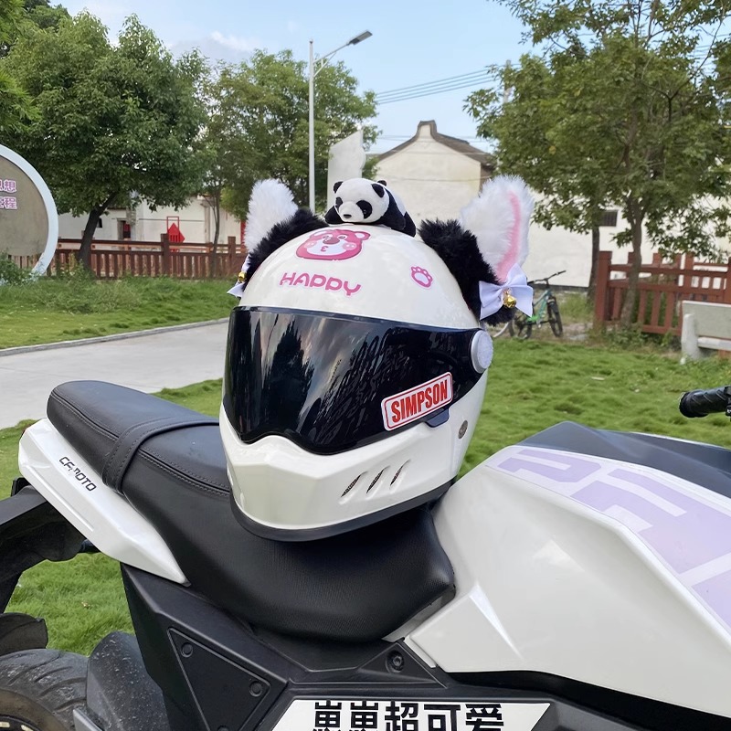 Personalized Creative Thick Velvet Bell Black Pink Cat Ear Helmet Decoration