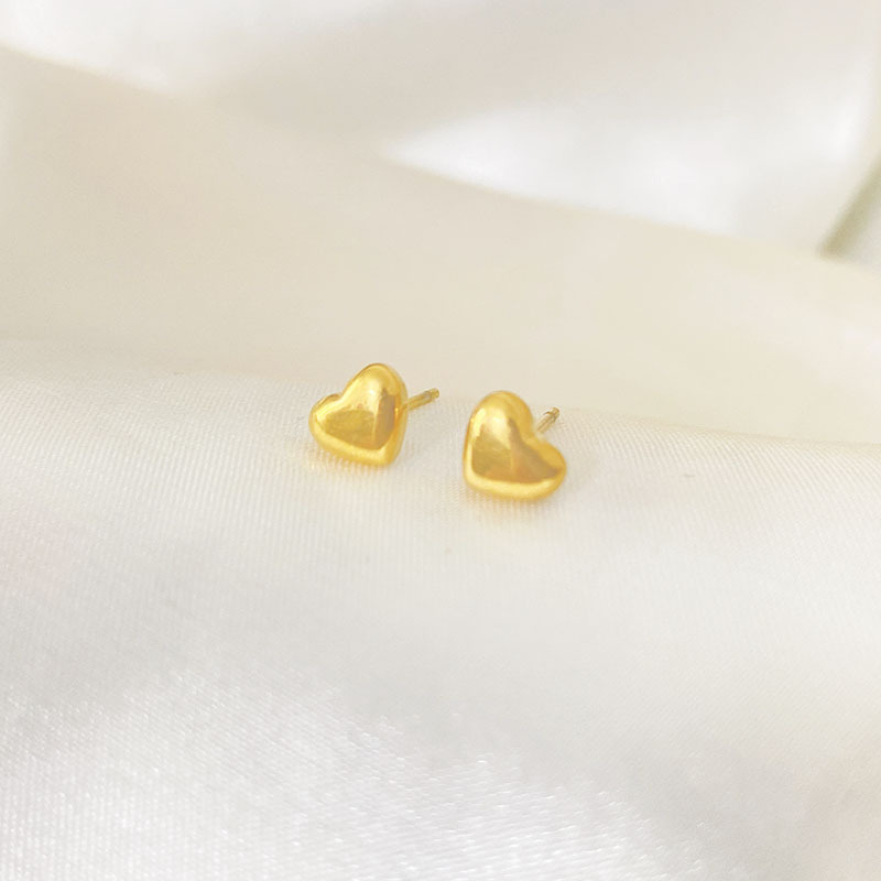 1 Pair Simple Style Heart Shape Plating Titanium Steel Ear Studs display picture 4