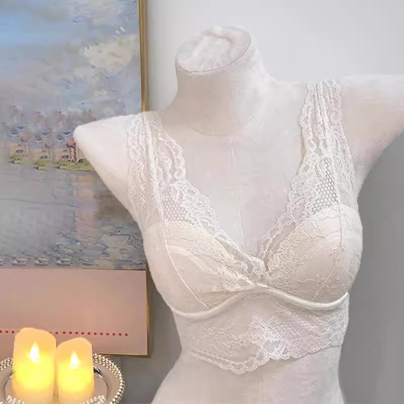 Dragon Heart Lace Sling Beautiful Back Underwear Women's French Style Sexy Bra Inner Stacked Wearing Non-Rings Thin Vest Bra