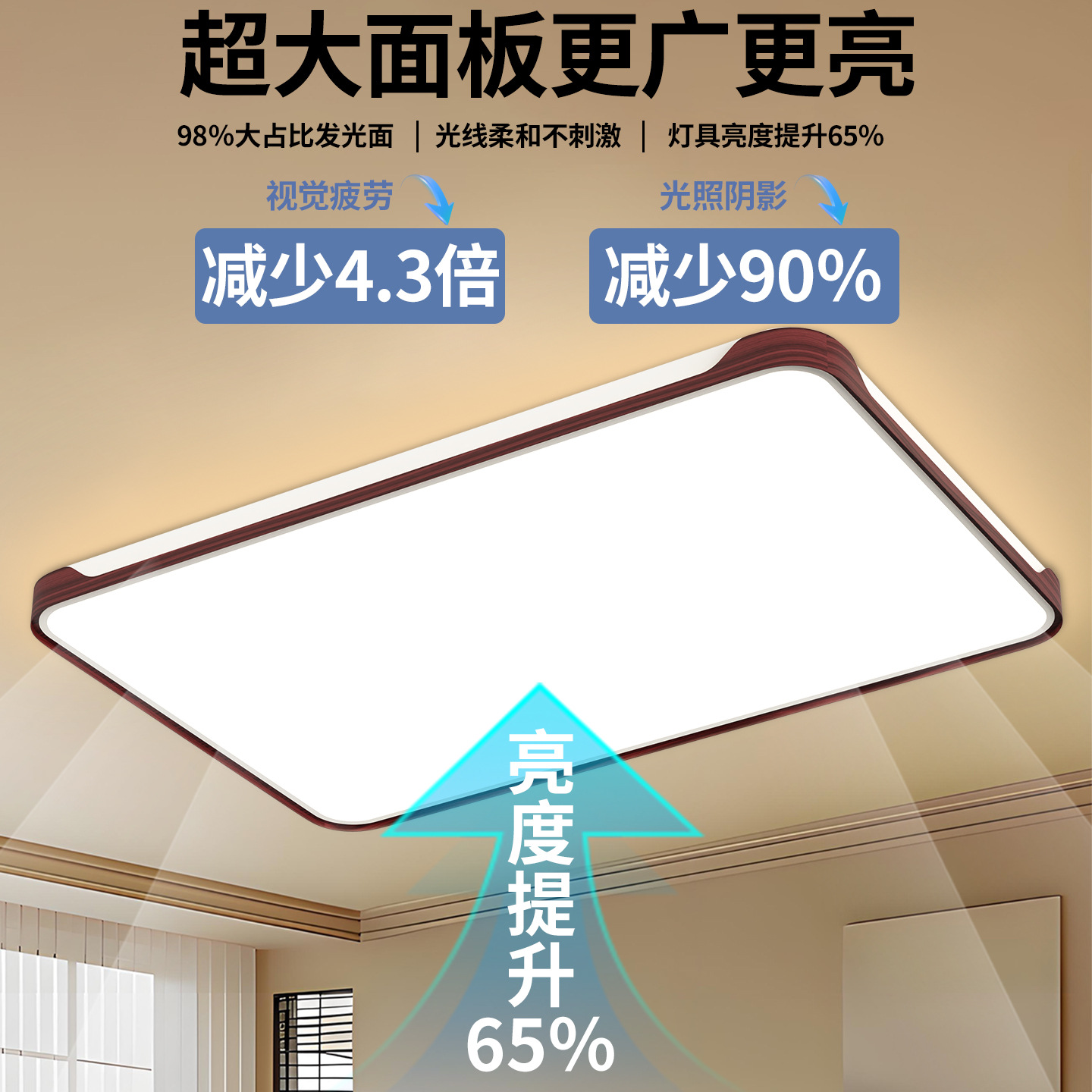 Sala de estar lámpara de techo ultra delgada simple estilo medieval color nuez dormitorio principal protección de ojos lámparas Zhongshan toda la casa 703L