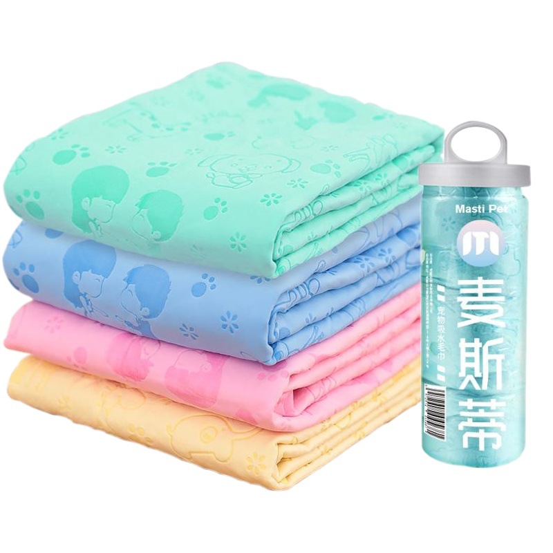 Toalla absorbente para mascotas grande barril perro gato baño limpie agua toalla de piel de venado de secado rápido suministros para mascotas al por mayor