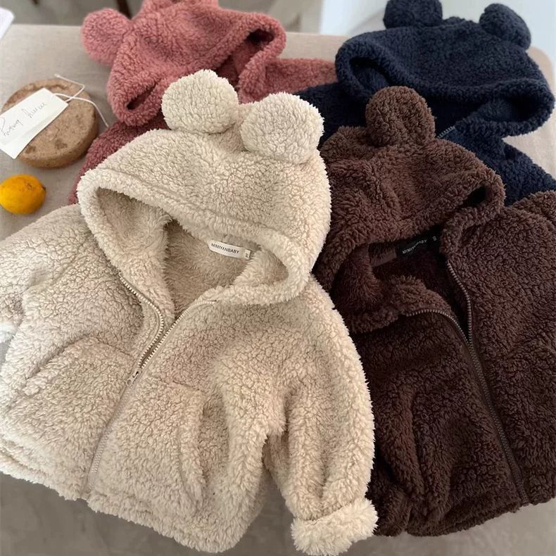 Children's Plush Outwear for Boys and Girls, Winter Thickeneded Cotton Outwear, Baby Lamb Wool Outwear, Ear Sweater 0157A001 Children's Plush Outwear for Boys and Girls, Winter Thickeneded Cotton Outwear, Baby Lamb Wool Outwear, Ear Sweater 0157A001