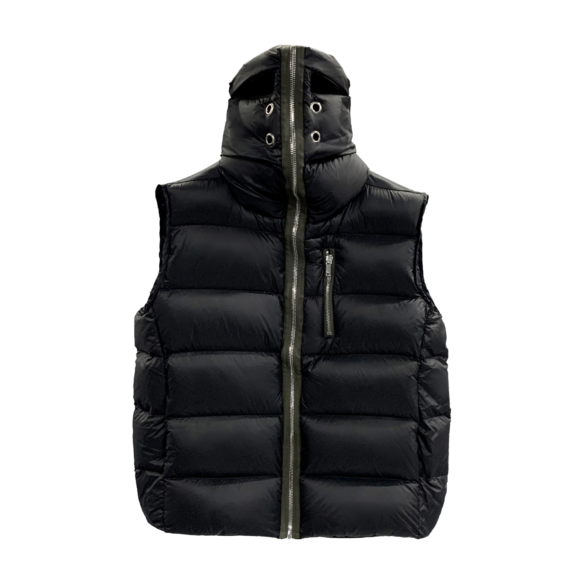 Subhuman hombres Polo tiburón diseño ojal perforado cremallera sin mangas con capucha caliente abajo chaqueta chaleco chaqueta