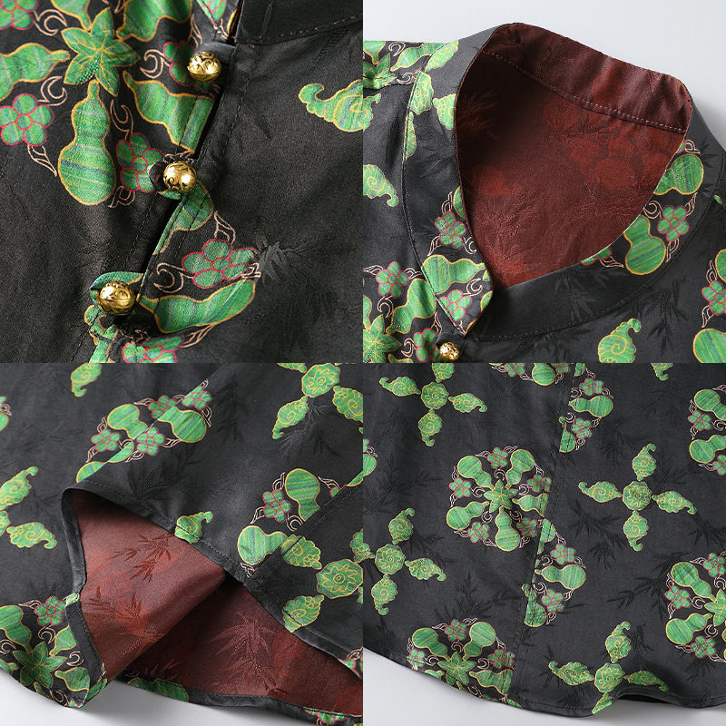 Red Cloud Yarn Double-sided Double-wear Gourd suit Summer Men's Loose Casual Satin Xiangyun Yarn Shorts suit