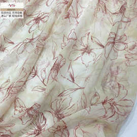 厂家直销 新款雪纺花卉面料雪纺印花布料连衣裙春夏服装面料