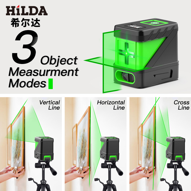 Luz de nivel láser línea fina línea automática Mini portátil 2 Línea proyector de nivel de luz verde