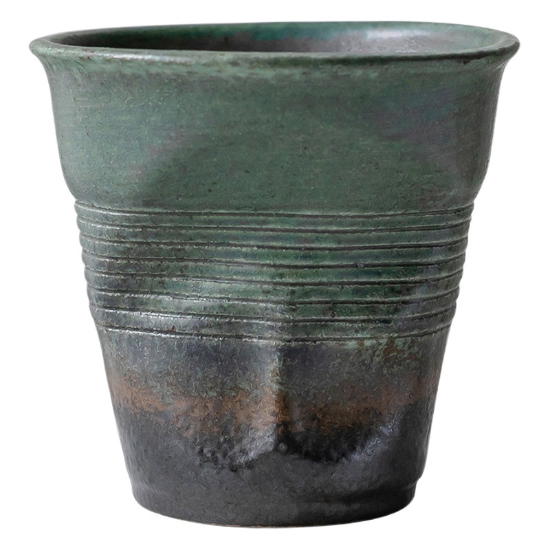 Creativo plisado taza de café de gres nicho diseño irregular cerámica latte taza vintage taza de té taza de agua