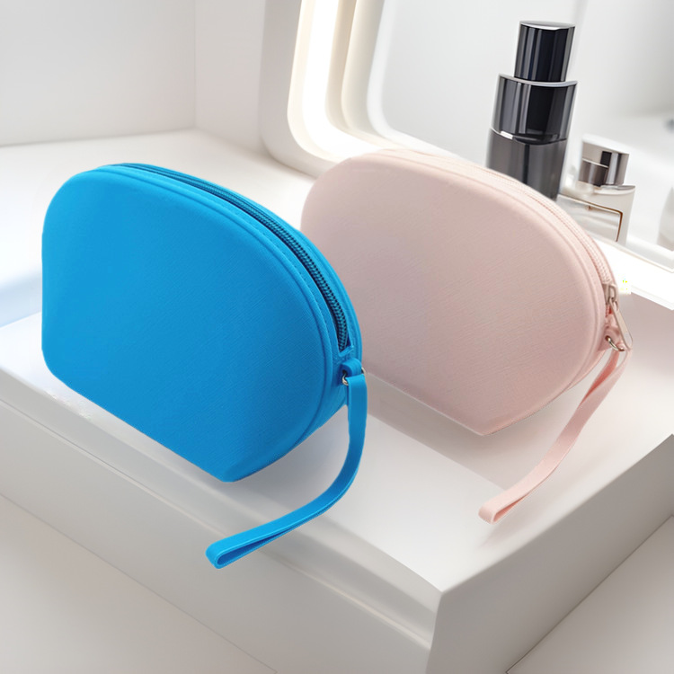 Bolsa de maquillaje de silicona estampada en forma de litchi, bolsa de almacenamiento portátil de gran capacidad, simple bolsa de lavado impermeable multifuncional