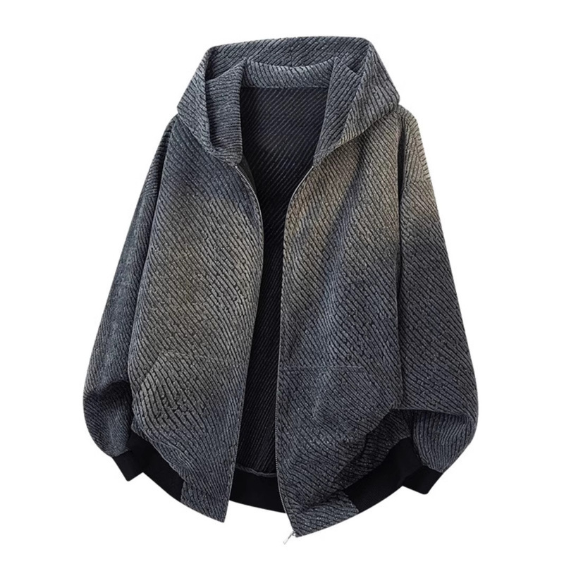 Xiaoxiang Style Vintage Jacket Men's Spring and Autumn Hooded Heavy Knitted Cardigan Sweater Striped Design All-match Jacket