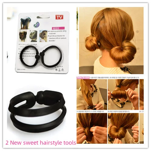 Ball Head Hair Twister, Black Bud Head Mushroom Head Hair Twister, Wave Head Shape, 2 Pack