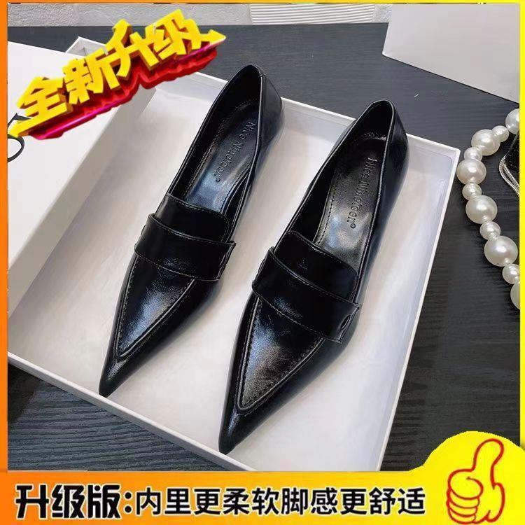 欧美风职场高跟鞋2025春秋细跟深口尖头单鞋气质中跟通勤职业女鞋|undefined