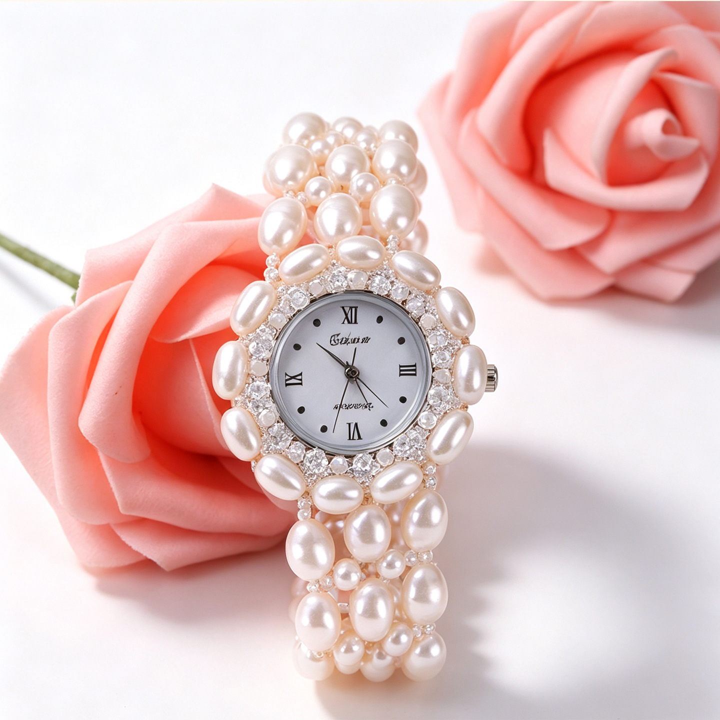 Cross-border women's quartz watch with natural pearl strap, bracelet watch, women's watch, light luxury gift for Teacher's Day
