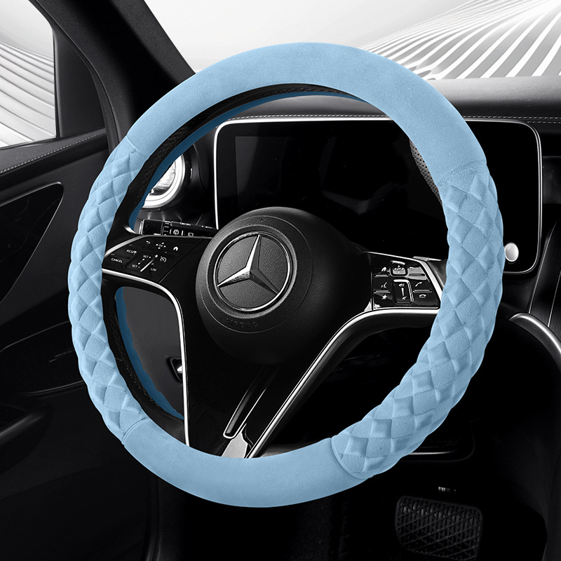 新款冬季保暖毛绒汽车方向盘套 防滑好手感舒适短绒毛绒汽车把套