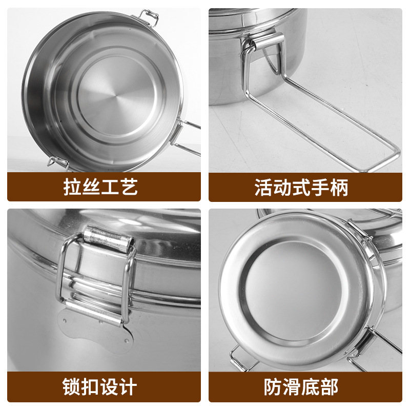 Caja de almuerzo redonda de acero inoxidable 304 caja de almuerzo al vapor del estudiante caja de almuerzo engrosada de grado alimenticio con tapa caja de almuerzo de doble capa