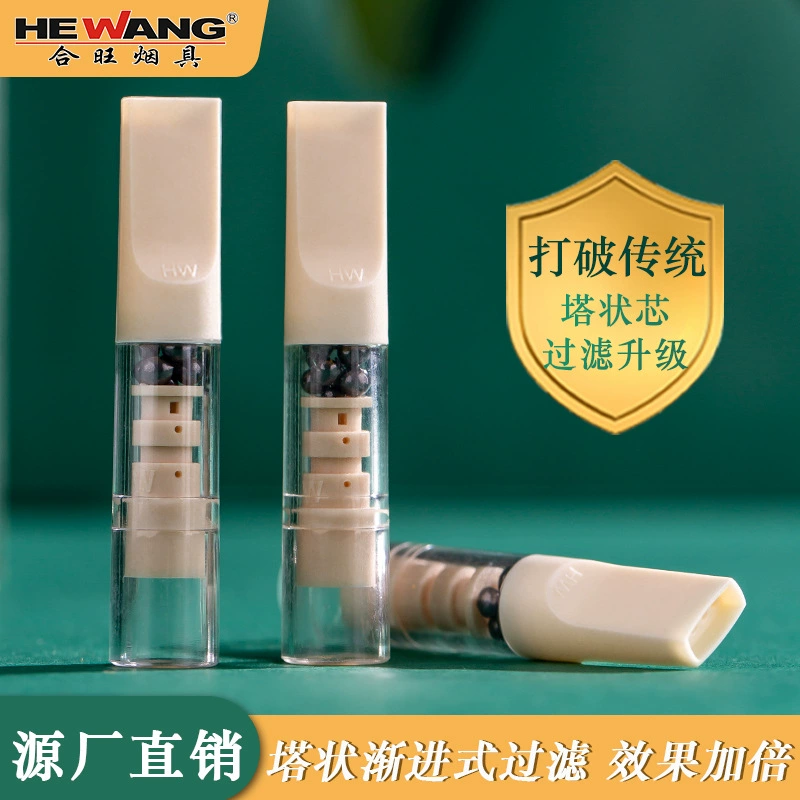 Модернизированный мундштук Hewang из бамбукового волокна с сердечником башни Толстый средний тонкий пятиразовый фильтр для сигарет Одноразовый фильтр для сигарет