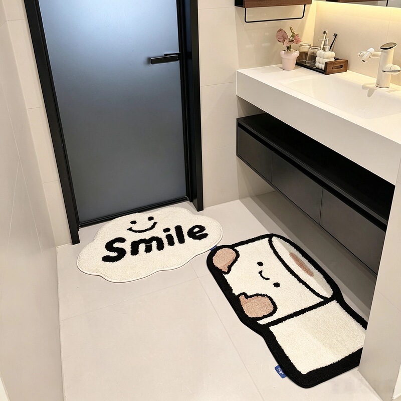 Cute bathroom rug, absorbent and non-slip mat for the entrance of the bathroom, cashmere foot mat, household toilet carpet Cute bathroom rug, absorbent and non-slip mat for the entrance of the bathroom, cashmere foot mat, household toilet carpet