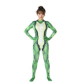 鸿博绿蟒蛇连体紧身衣 动物cosplay系列之蟒蛇出洞万圣节衣服