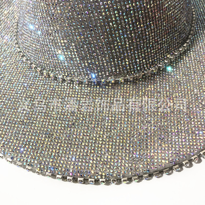 Sombrero de Lana Vaquera con Pedrería, Estilo Británico Europeo y Americano, Venta al Por Mayor del Fabricante, para Comercio Exterior, con Ala Ancha y Decoración de Pedrería