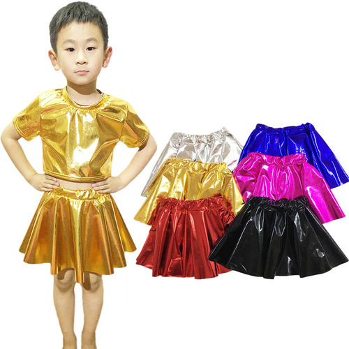 Children's Adult Performance Costumes Stage Tutu Skirts Sundresses Shiny Pleated Skirts Pleated Short Skirts
