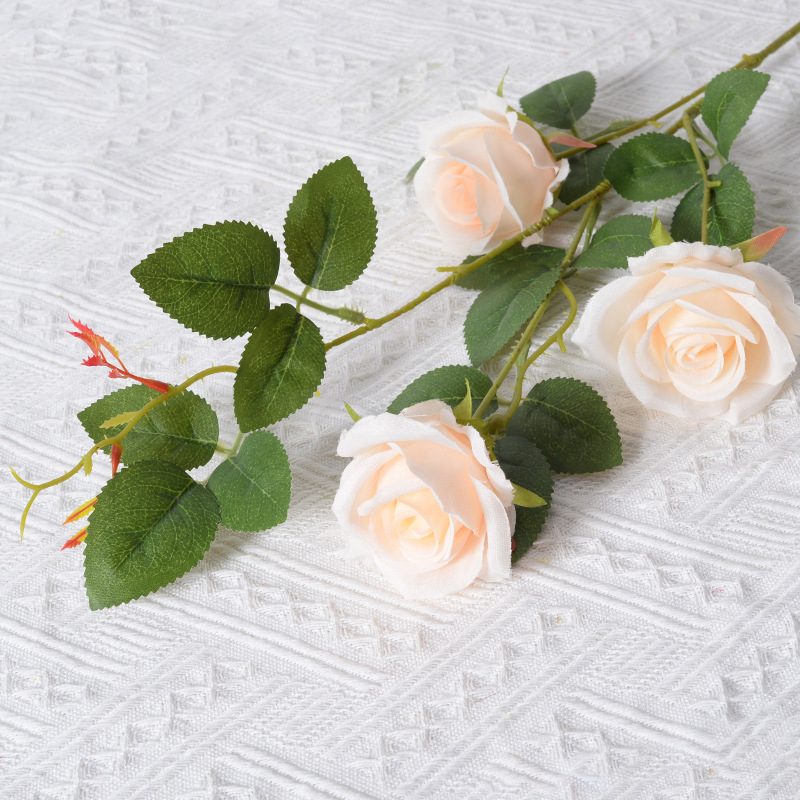 Artificial Rose manojo de 3 pequeñas rosas París Día San Valentín decoración casera la boda falsa flor seda artificial al por mayor