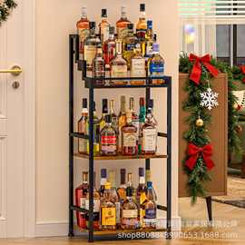 跨境新款铁木阶梯式红酒葡萄储物架厨房调味品台阶式展示收纳架